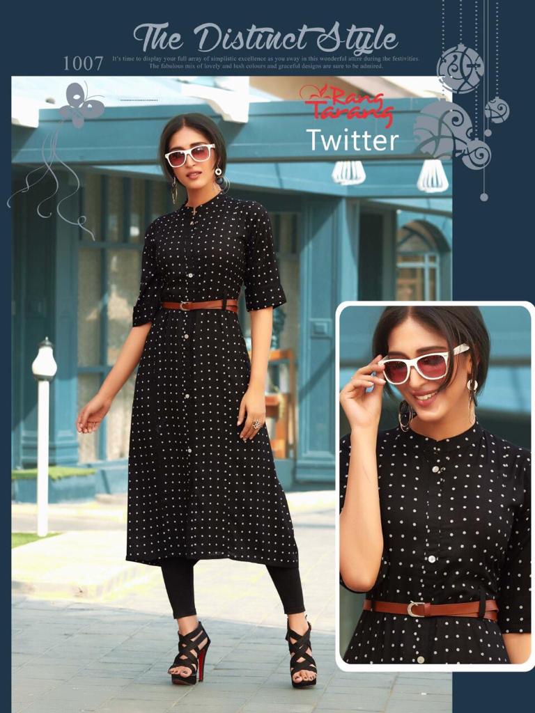 Fc Twitter Printed Slub Rayon Modern Kurtis