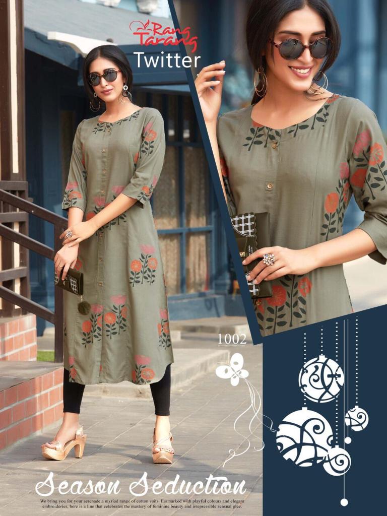 Fc Twitter Printed Slub Rayon Modern Kurtis
