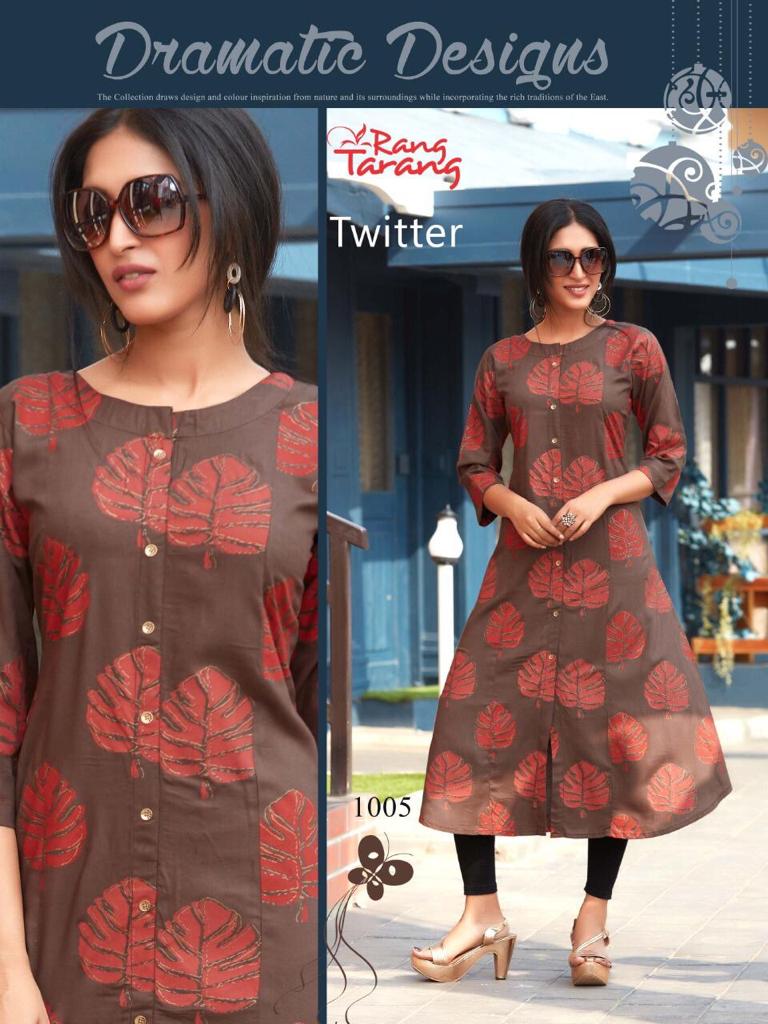 Fc Twitter Printed Slub Rayon Modern Kurtis