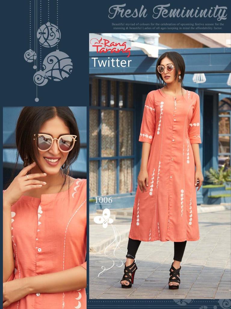 Fc Twitter Printed Slub Rayon Modern Kurtis