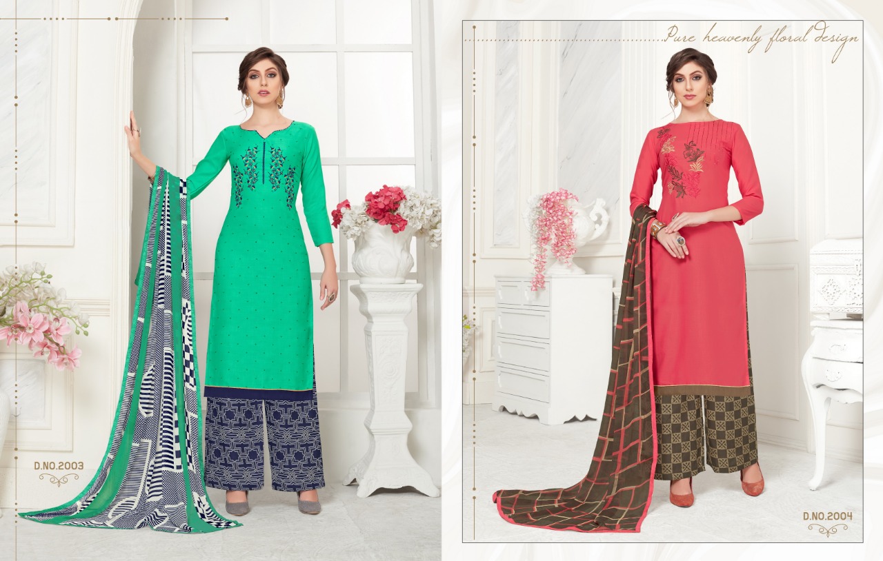 Fc Vanilla 46 Collection Of Era Slub Cotton Embroidered Dress Materials