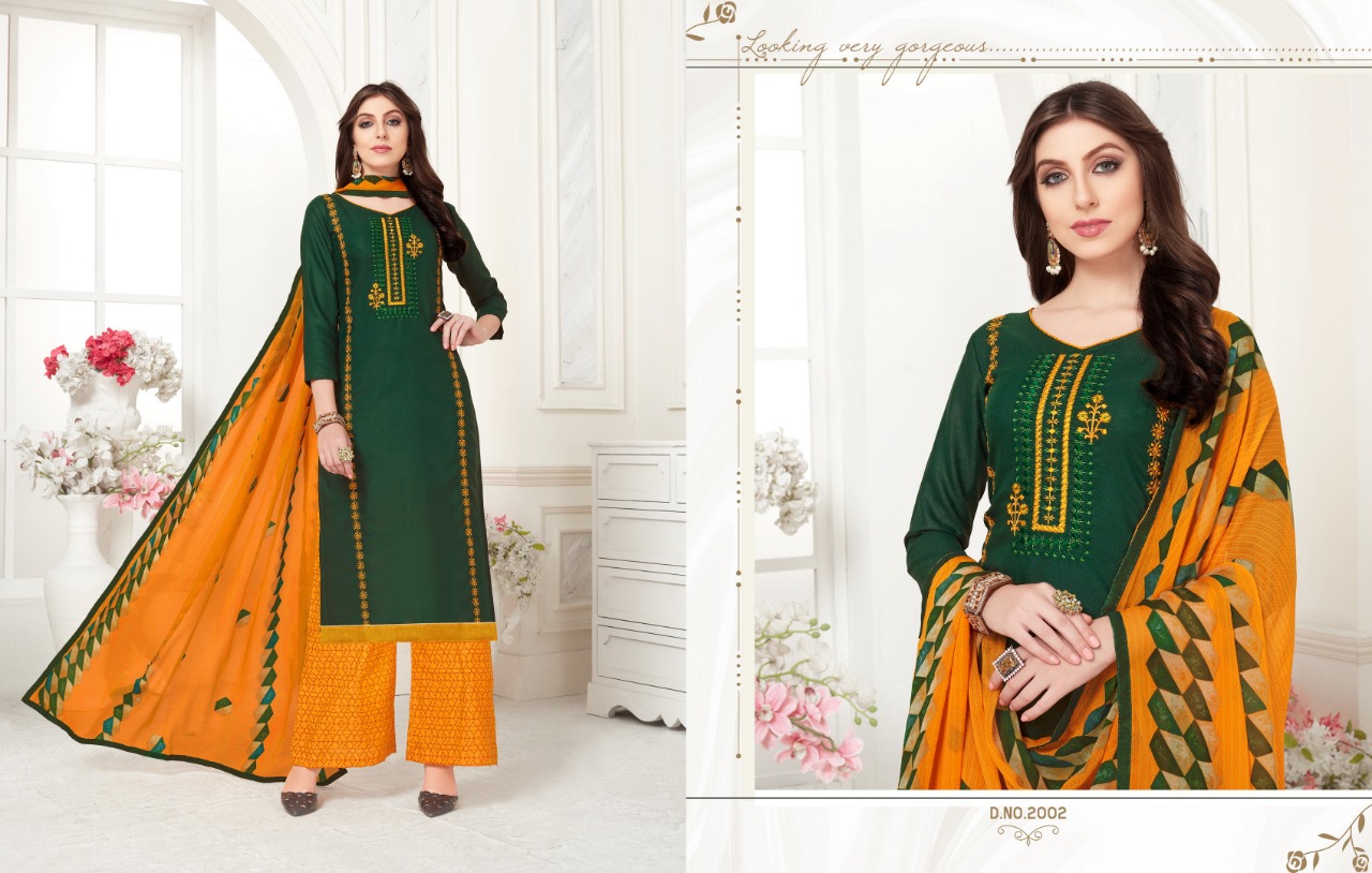 Fc Vanilla 46 Collection Of Era Slub Cotton Embroidered Dress Materials