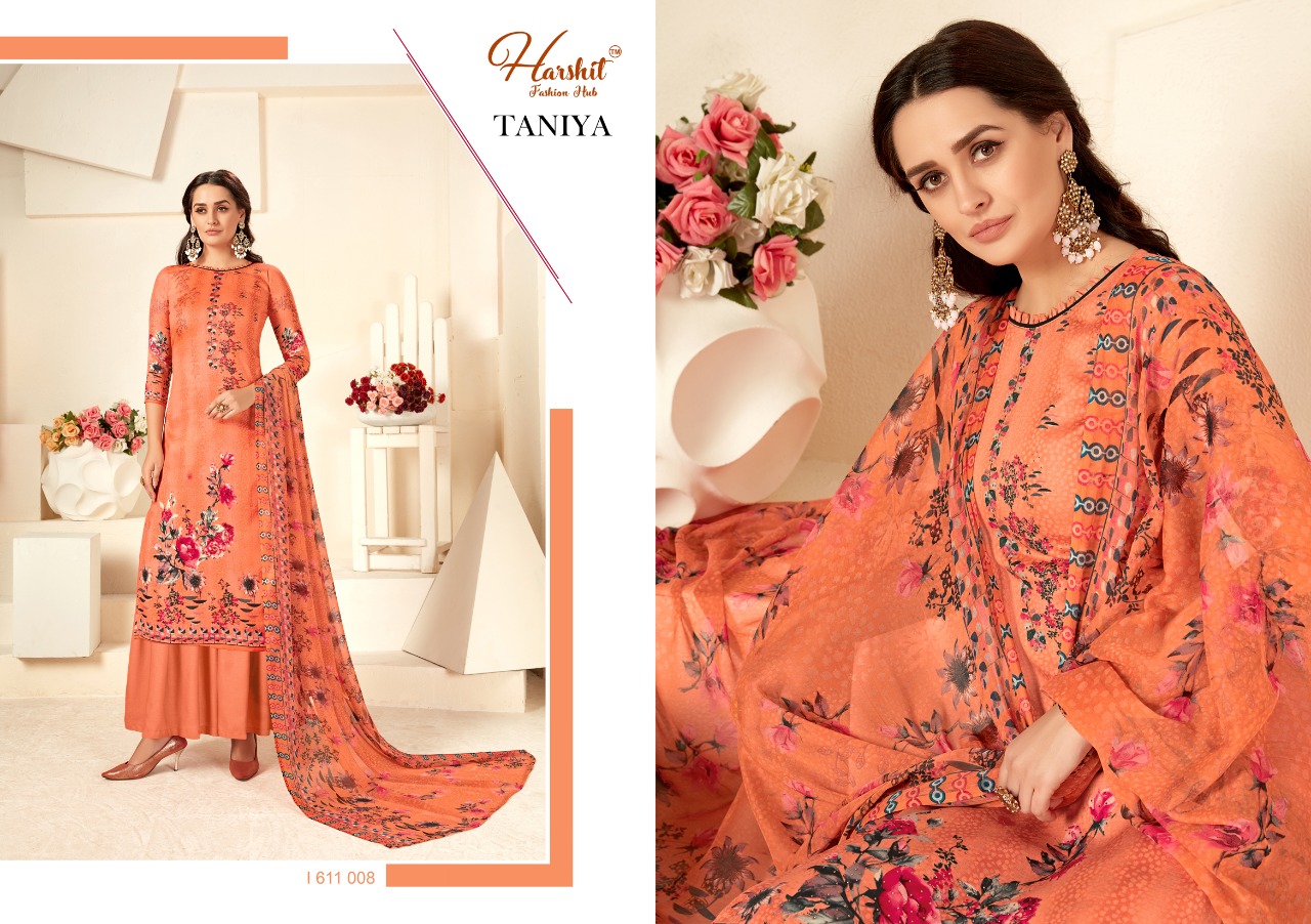 Harshit Presents Taniya Coollection Of Floral Printed Jam Cotton Dress Materials