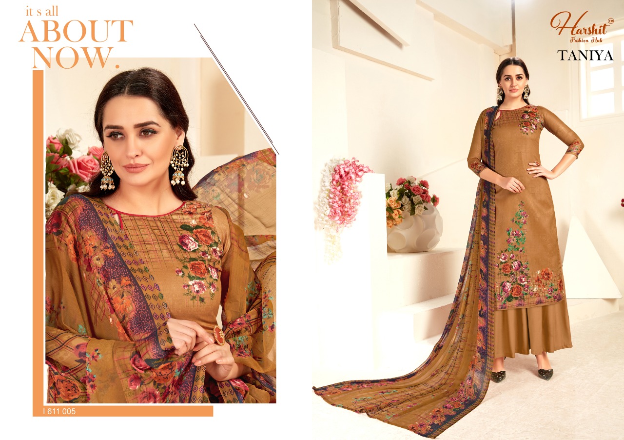 Harshit Presents Taniya Coollection Of Floral Printed Jam Cotton Dress Materials