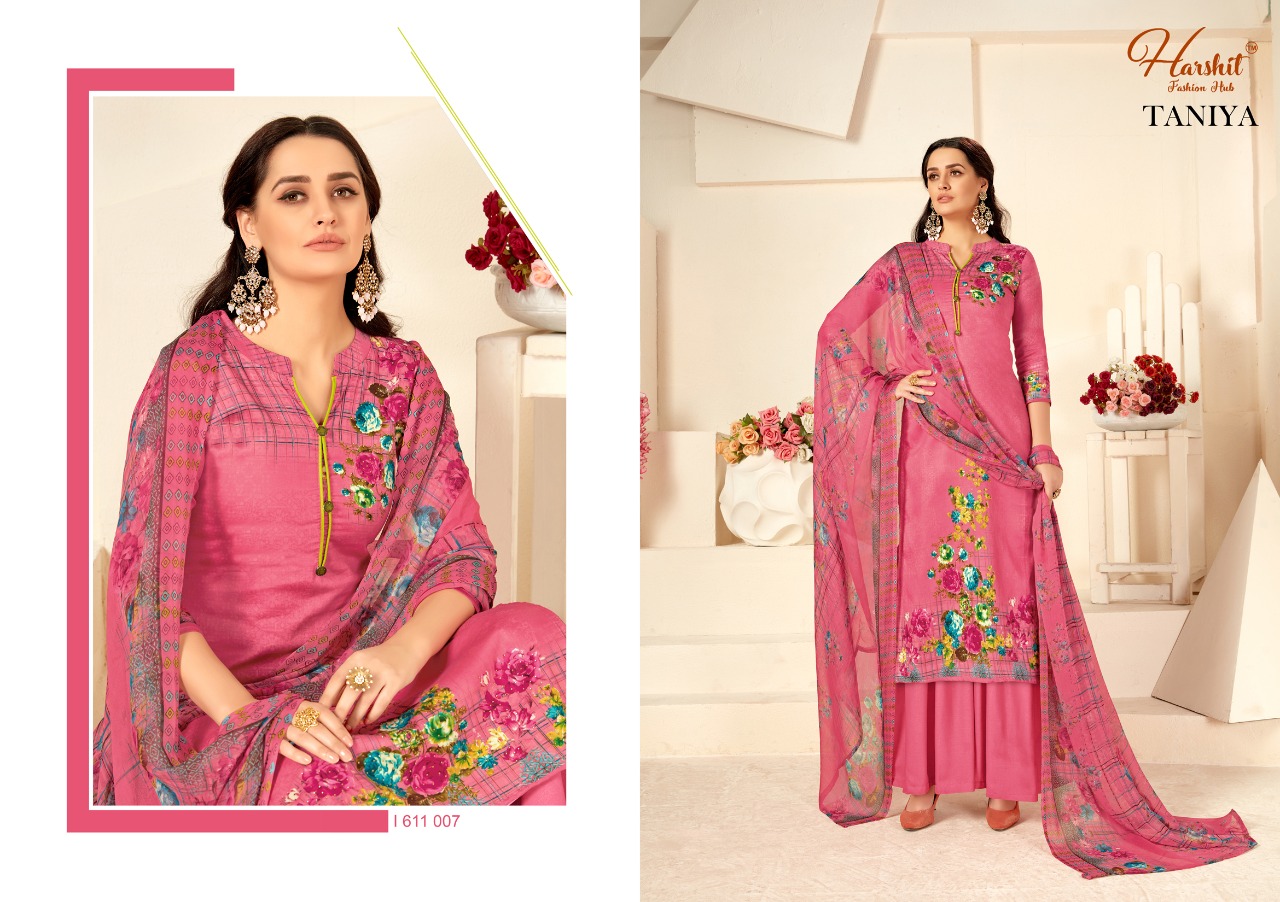 Harshit Presents Taniya Coollection Of Floral Printed Jam Cotton Dress Materials