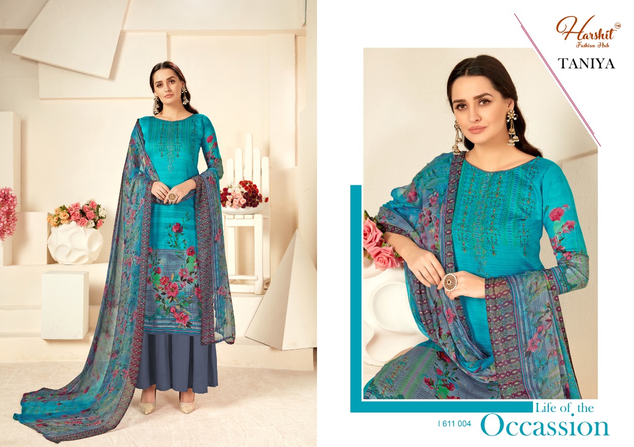 Harshit Presents Taniya Coollection Of Floral Printed Jam Cotton Dress Materials