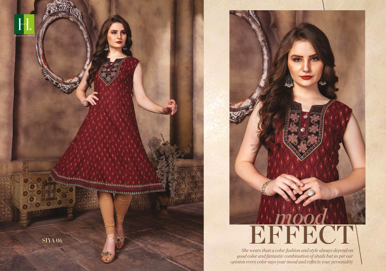 Hirwa Presents Siya 4 Collection Of Cambric Slub Short Kurtis