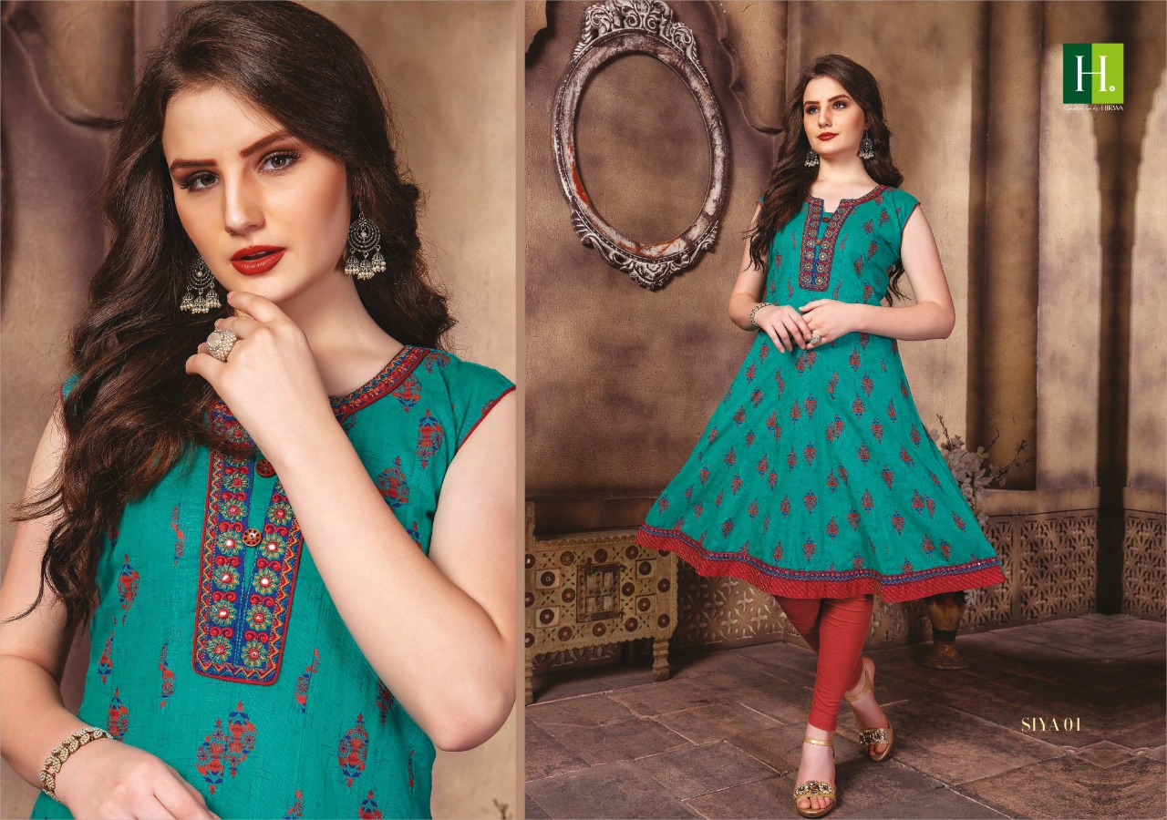 Hirwa Presents Siya 4 Collection Of Cambric Slub Short Kurtis