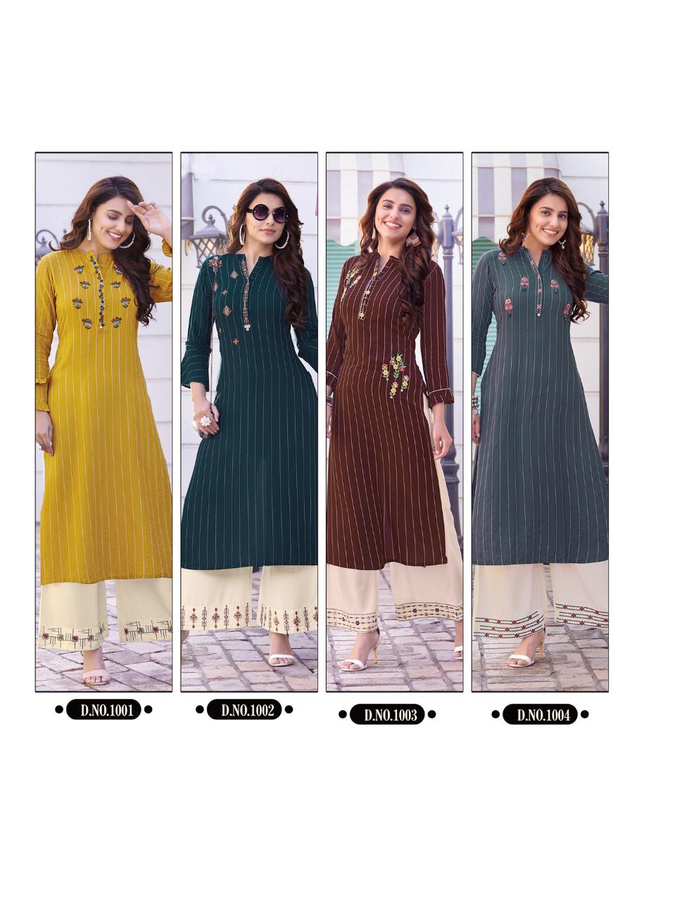 Ladies Flavour Presents Brand New Jasmeet Kurtis With White Plazzo Catalogue