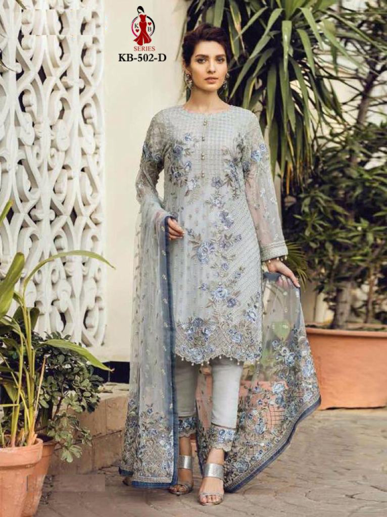 Kb Series Presents Super Hit 502 Colors Collection Of Heavy Georgette Embroidered Designer Salwar Suit