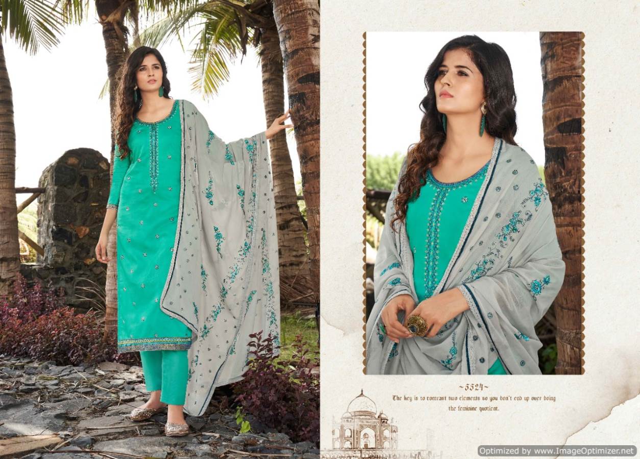 Kessi Presents Taj 2 Jam Silk Embroidered Dress Materials