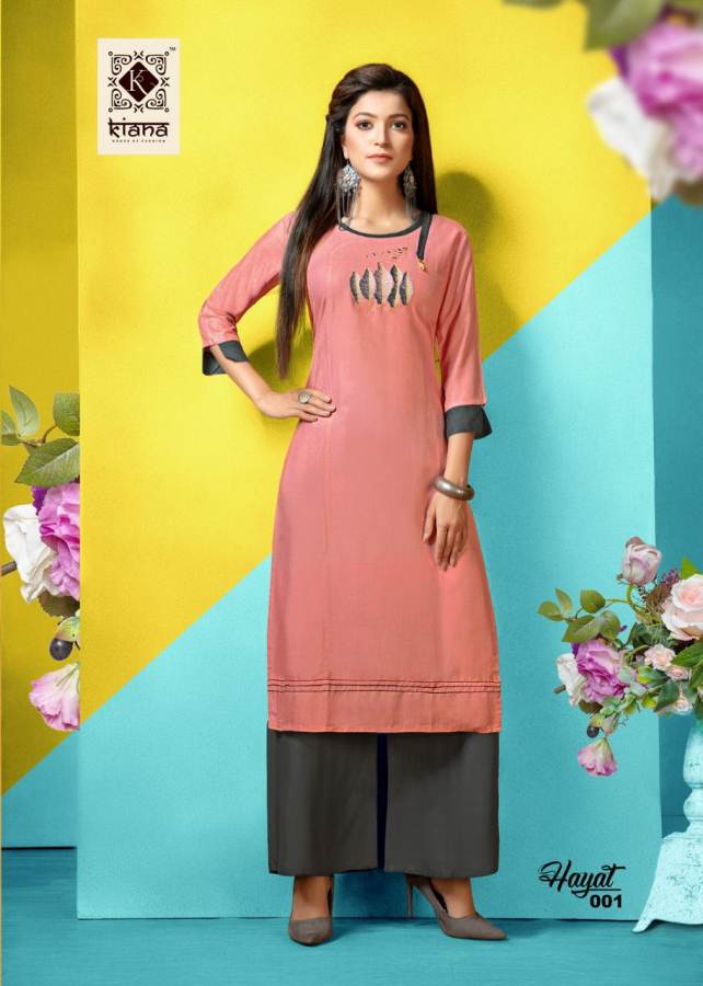Kiana Presents Hayat Heavy Rayon Embroidered Kurti With Palazzo