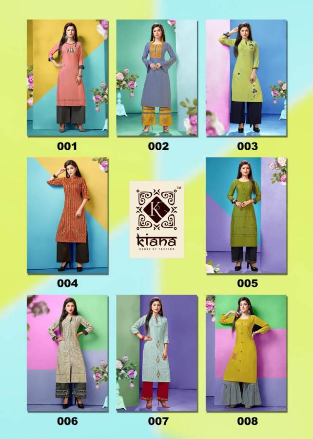 Kiana Presents Hayat Heavy Rayon Embroidered Kurti With Palazzo