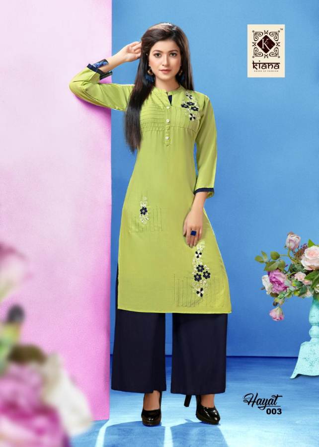 Kiana Presents Hayat Heavy Rayon Embroidered Kurti With Palazzo