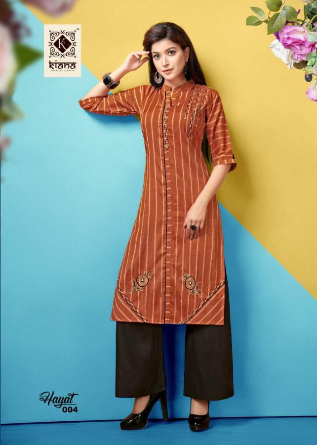Kiana Presents Hayat Heavy Rayon Embroidered Kurti With Palazzo