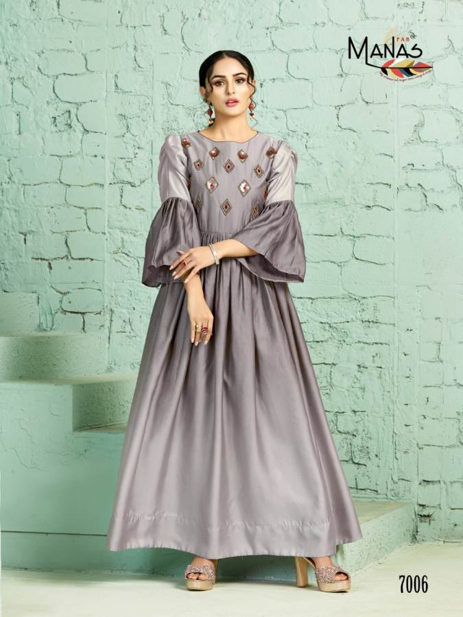 Manas Presents Zaira Collection Of Fancy Silk Gown Style Kurtis