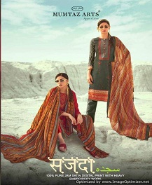 Mumtaz Presents Sajda Collection Of Jam Satin Embroidered & Digital Printed Dress Materials