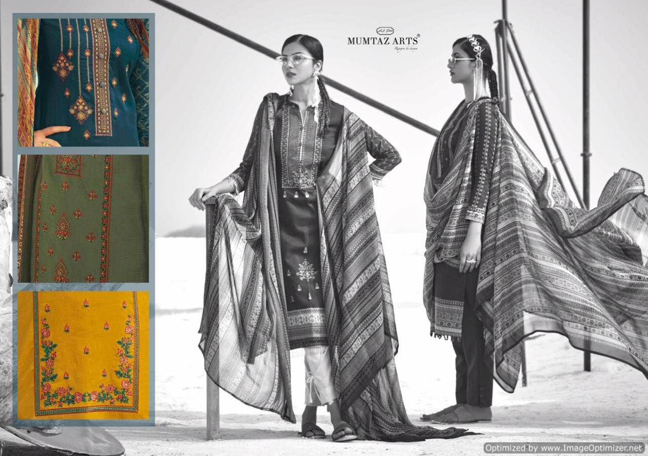 Mumtaz Presents Sajda Collection Of Jam Satin Embroidered & Digital Printed Dress Materials