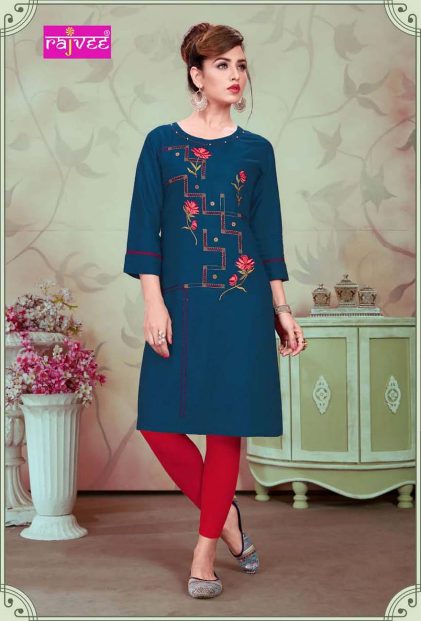 Fc Rajvee Present Casual Collection Of Digital Printed Heavy Rayon Casual Kurtis
