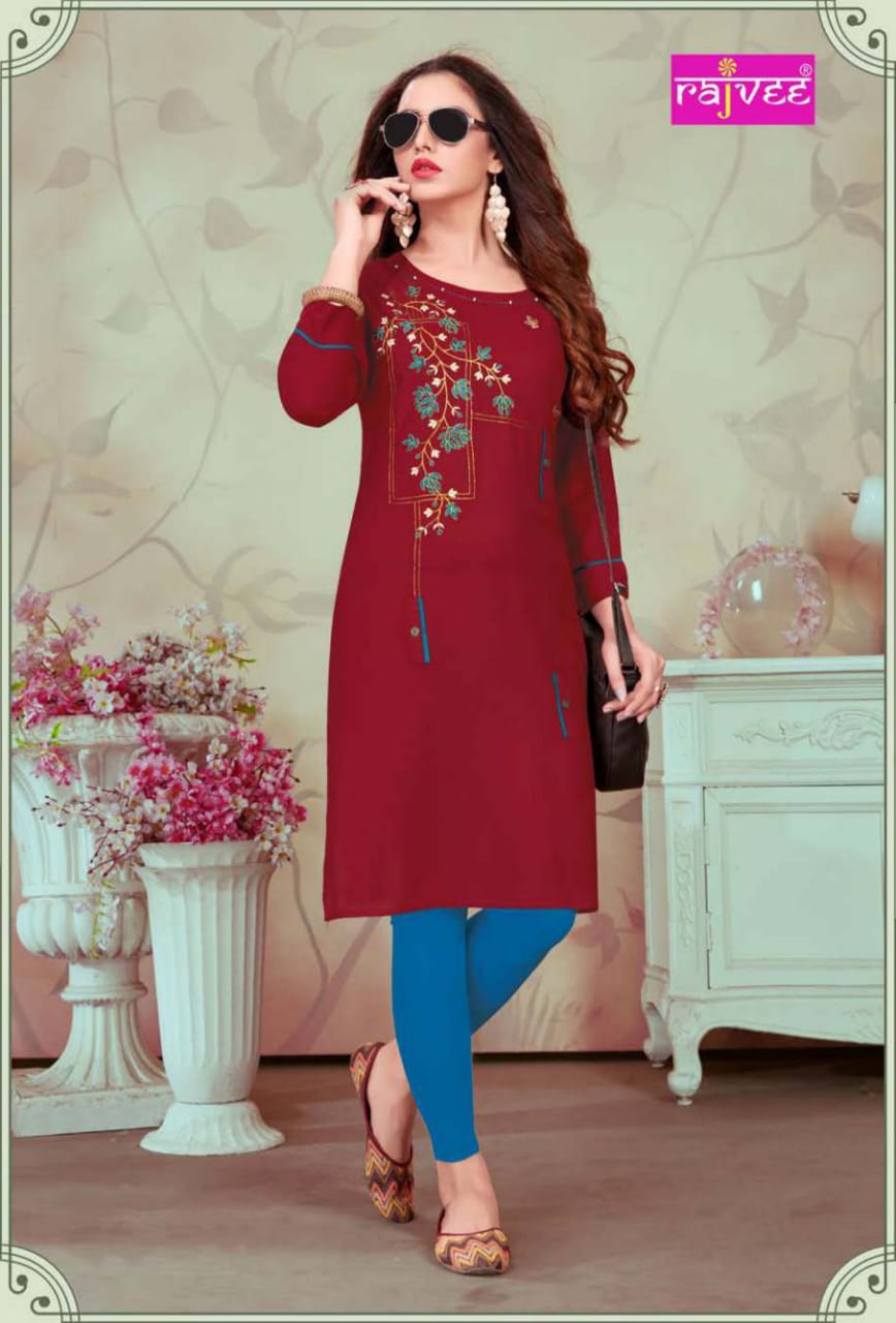 Fc Rajvee Present Casual Collection Of Digital Printed Heavy Rayon Casual Kurtis