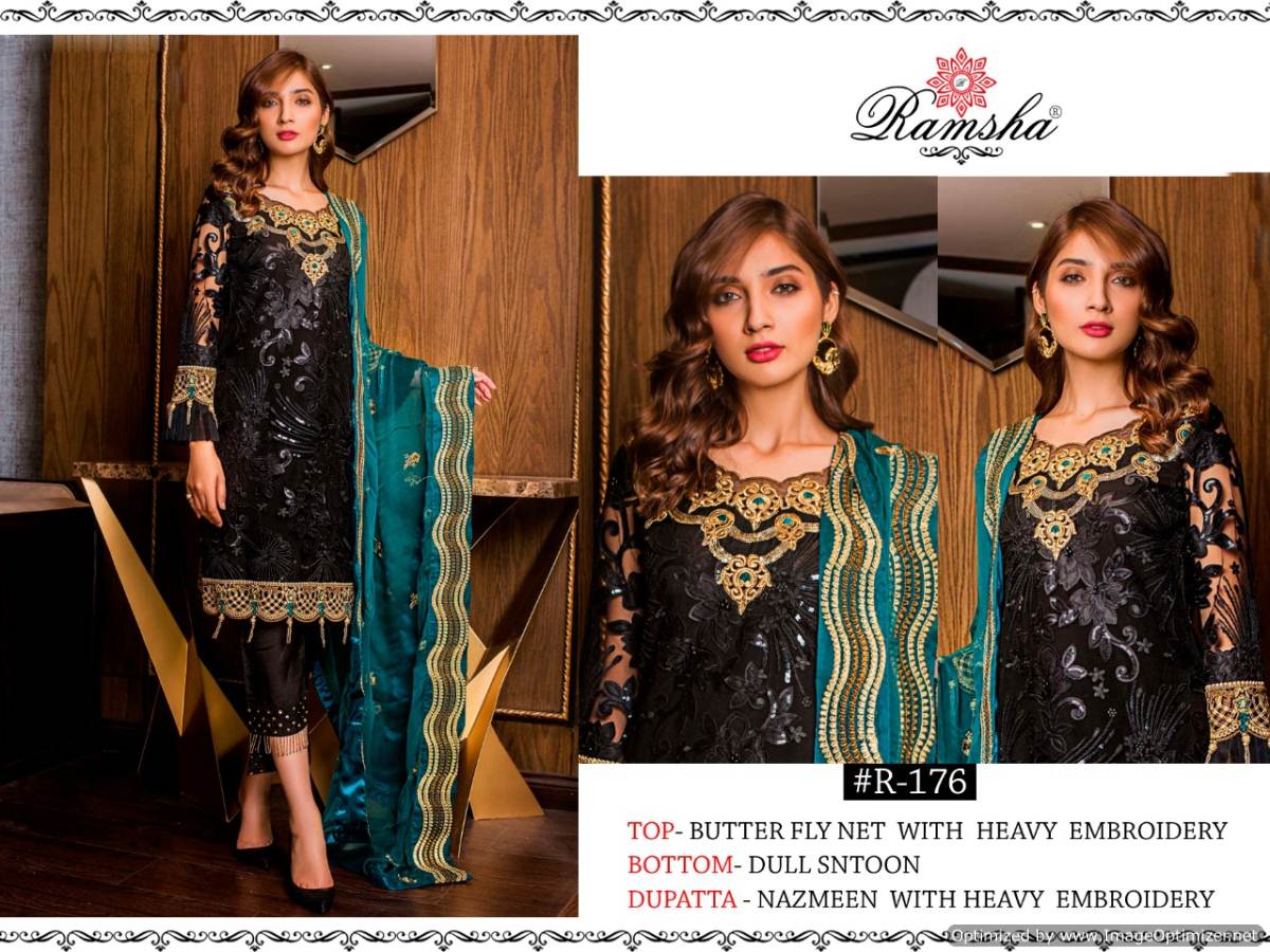 Ramsha Presents R173 To 176 Collection Of Heavy Embroidered Pakistani Suits