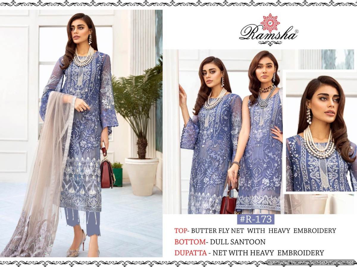 Ramsha Presents R173 To 176 Collection Of Heavy Embroidered Pakistani Suits