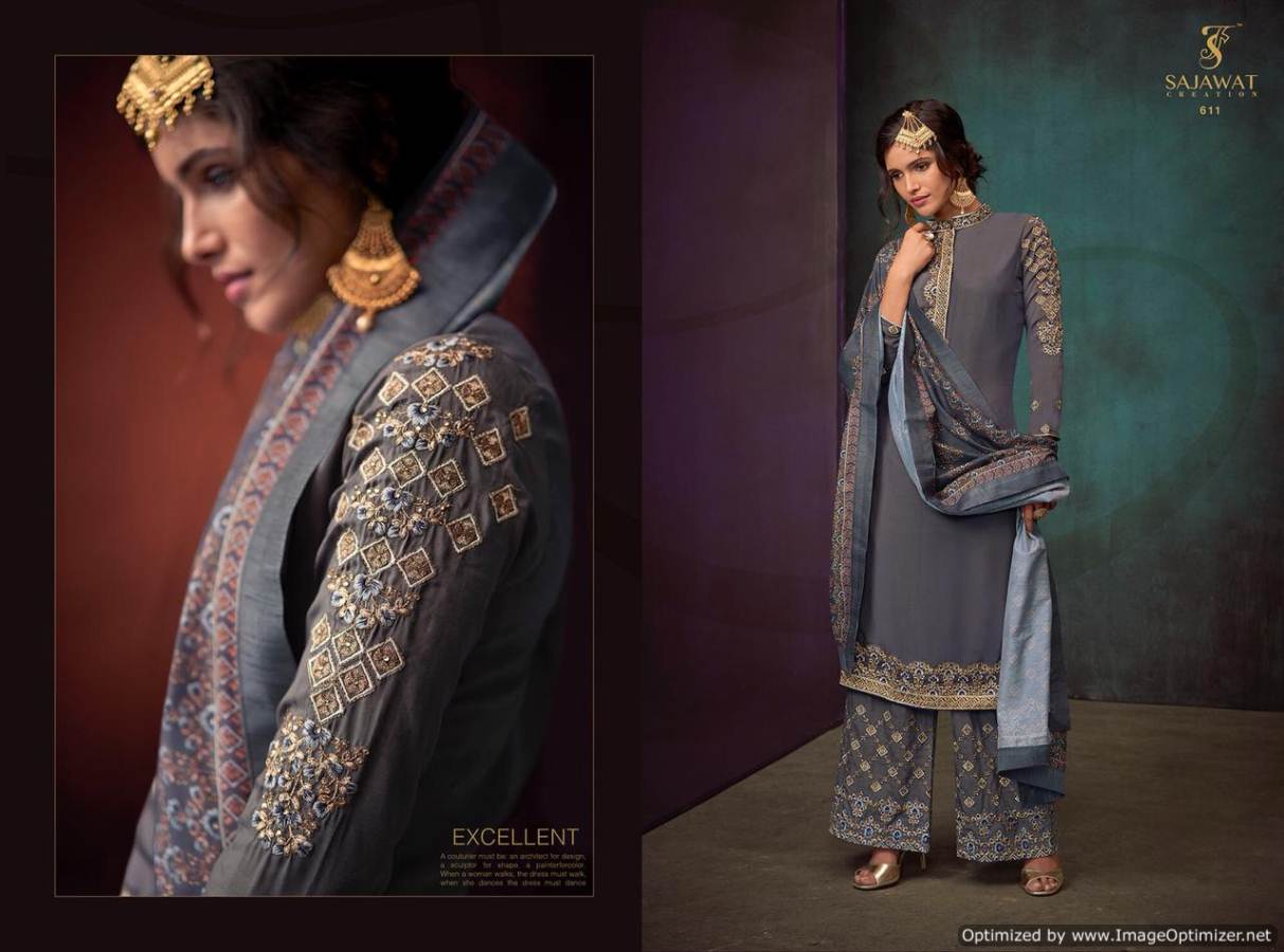 Sajawat Presents Sarthi 3 Collection Of Muslin Embroidered Salwar Suit