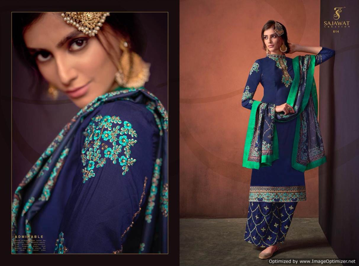 Sajawat Presents Sarthi 3 Collection Of Muslin Embroidered Salwar Suit