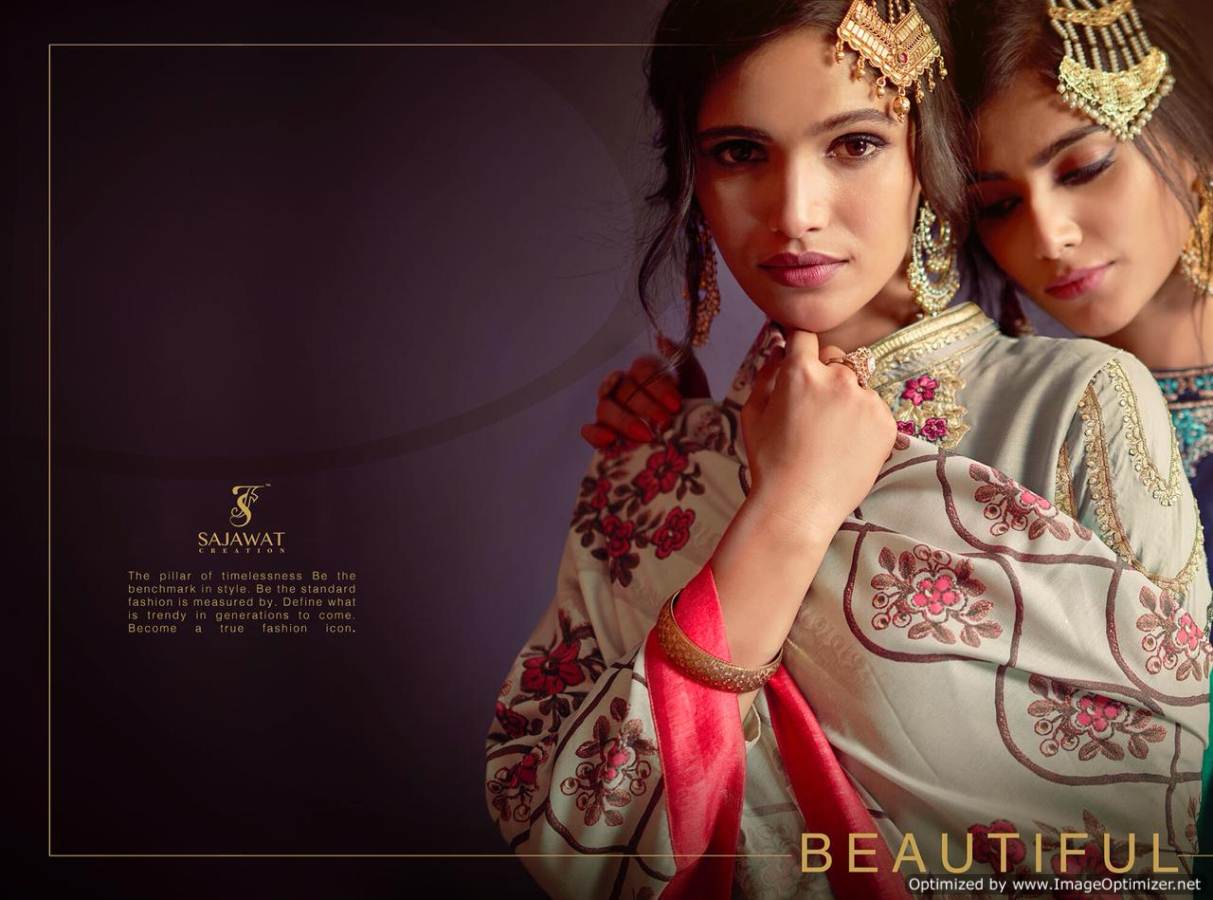 Sajawat Presents Sarthi 3 Collection Of Muslin Embroidered Salwar Suit