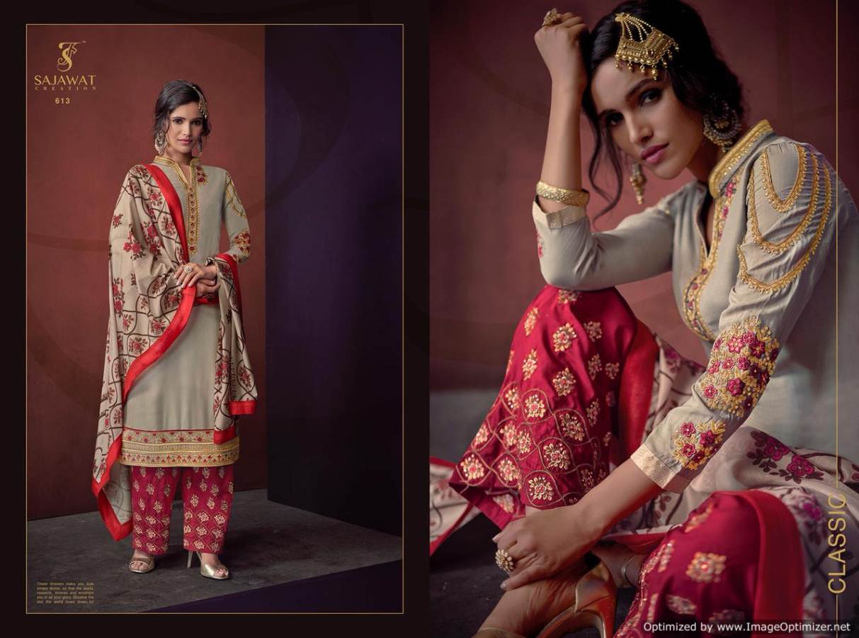 Sajawat Presents Sarthi 3 Collection Of Muslin Embroidered Salwar Suit