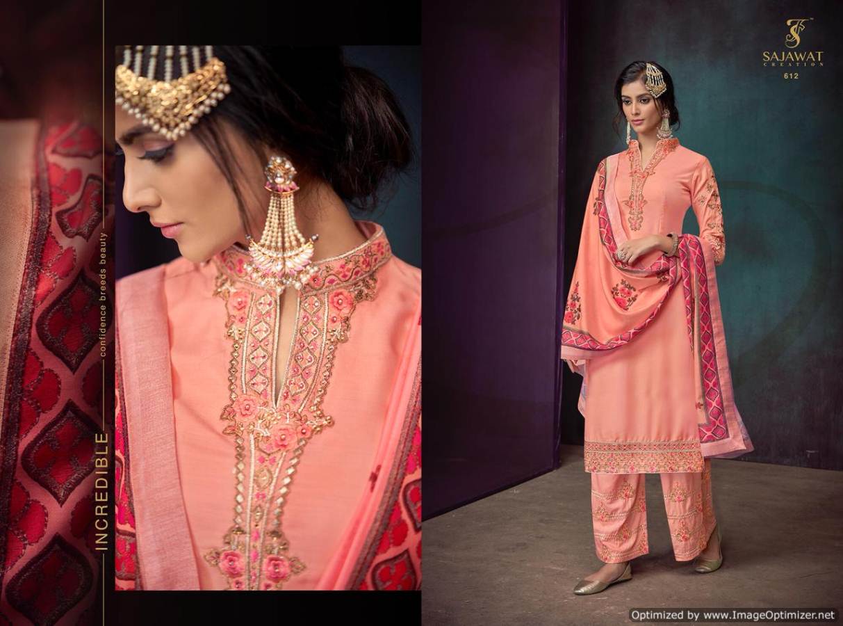 Sajawat Presents Sarthi 3 Collection Of Muslin Embroidered Salwar Suit
