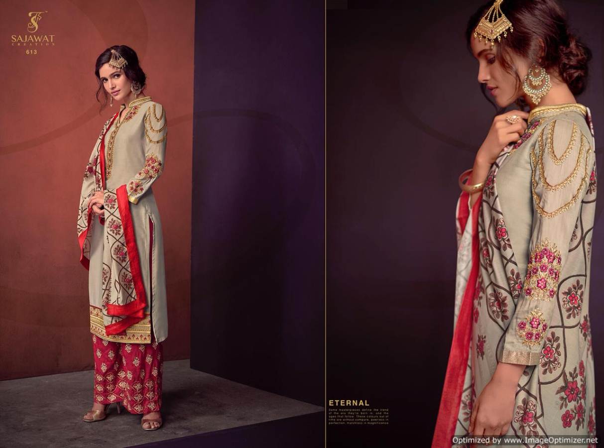 Sajawat Presents Sarthi 3 Collection Of Muslin Embroidered Salwar Suit