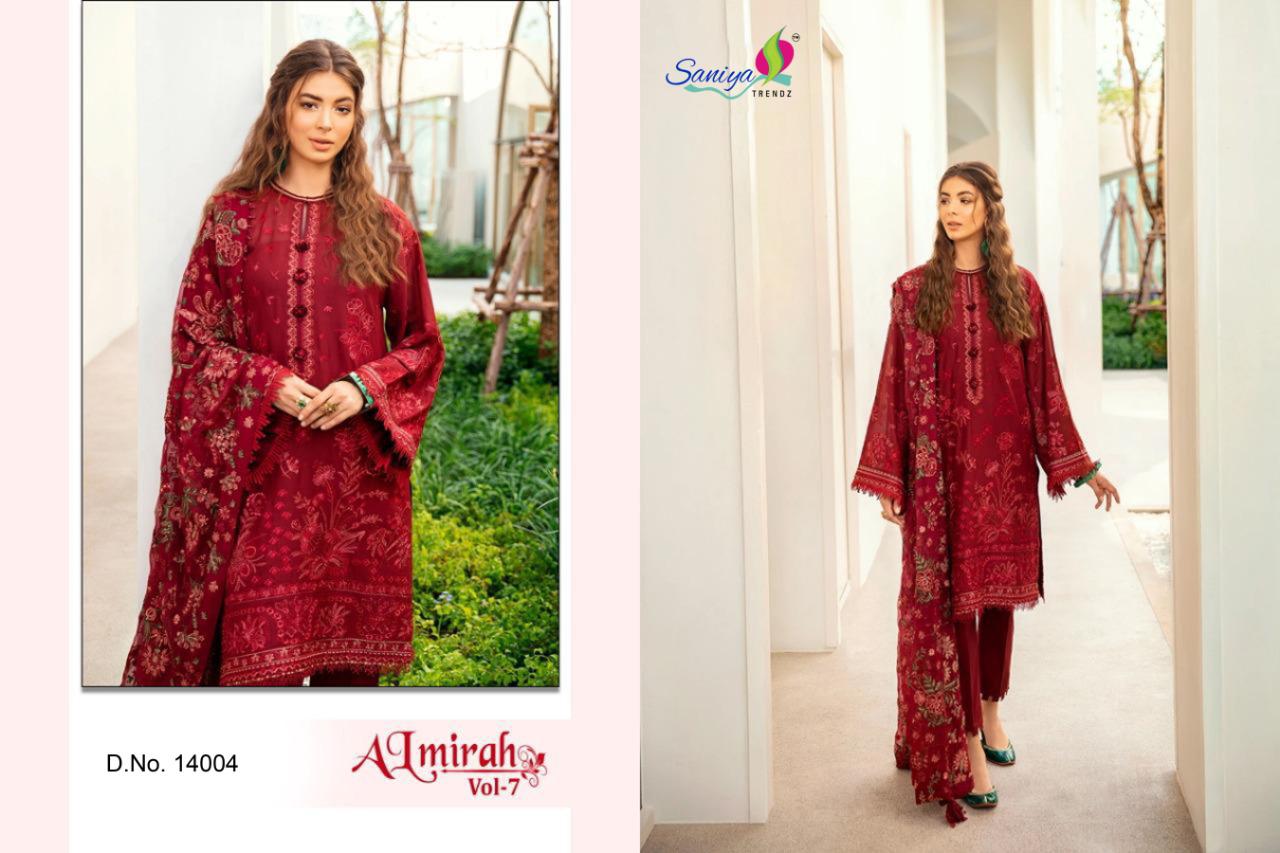 Saniya Almirah 7 Self Embroidered Digital Printed Cotton Dress Materials