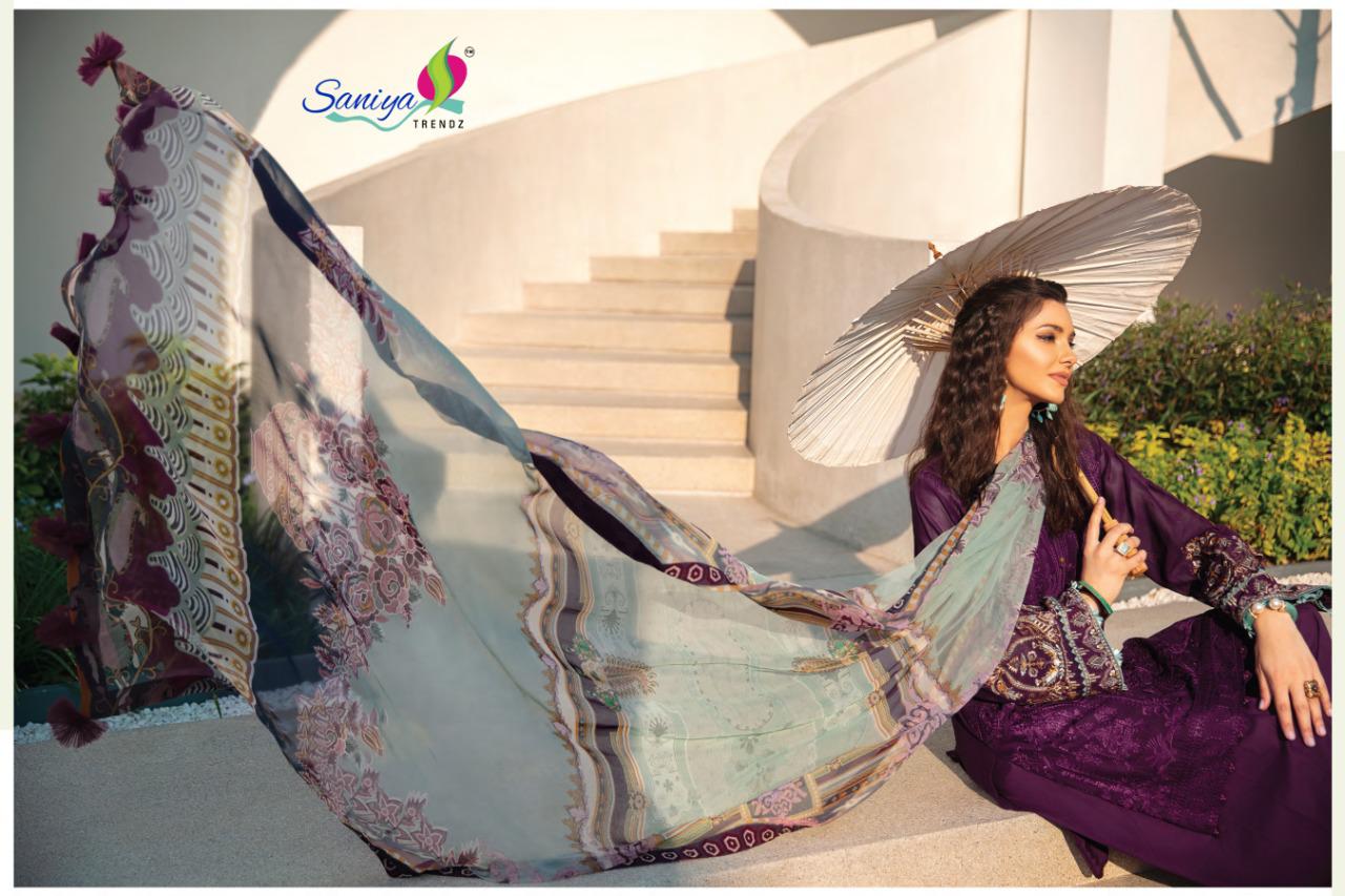 Saniya Almirah 7 Self Embroidered Digital Printed Cotton Dress Materials