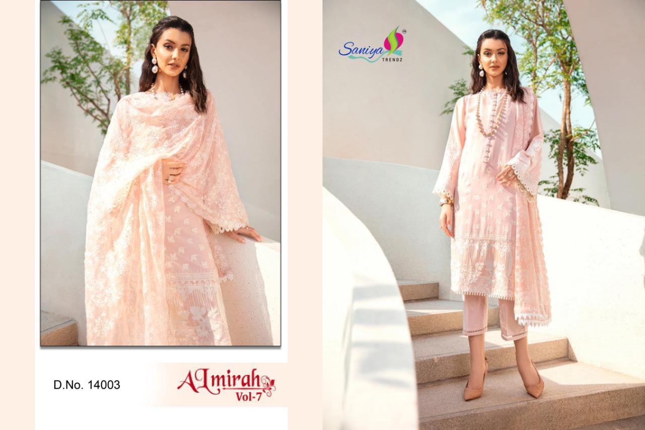 Saniya Almirah 7 Self Embroidered Digital Printed Cotton Dress Materials