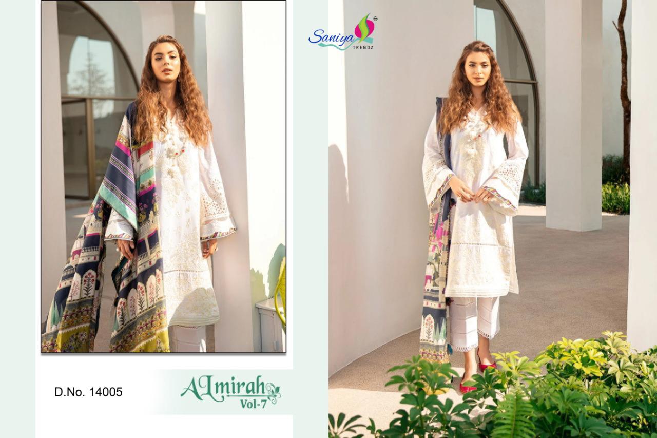 Saniya Almirah 7 Self Embroidered Digital Printed Cotton Dress Materials