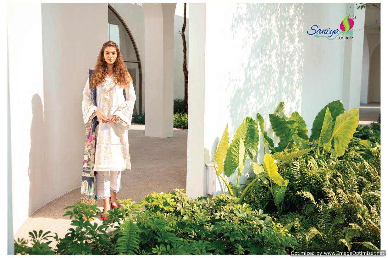 Saniya Almirah 7 Self Embroidered Digital Printed Cotton Dress Materials