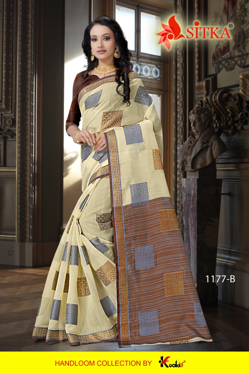 Sitka Mednapuri 1177 Poly Cotton Square Block Design Casual Sarees