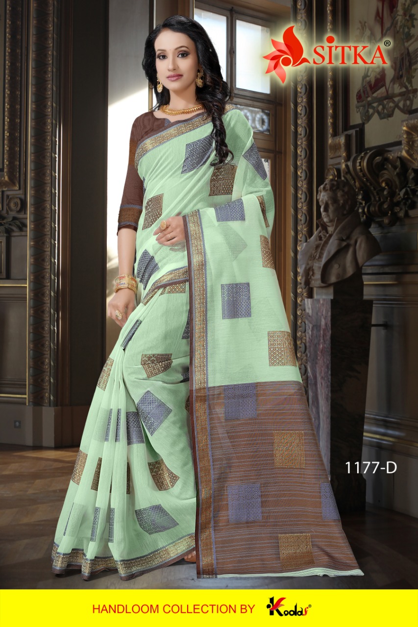 Sitka Mednapuri 1177 Poly Cotton Square Block Design Casual Sarees