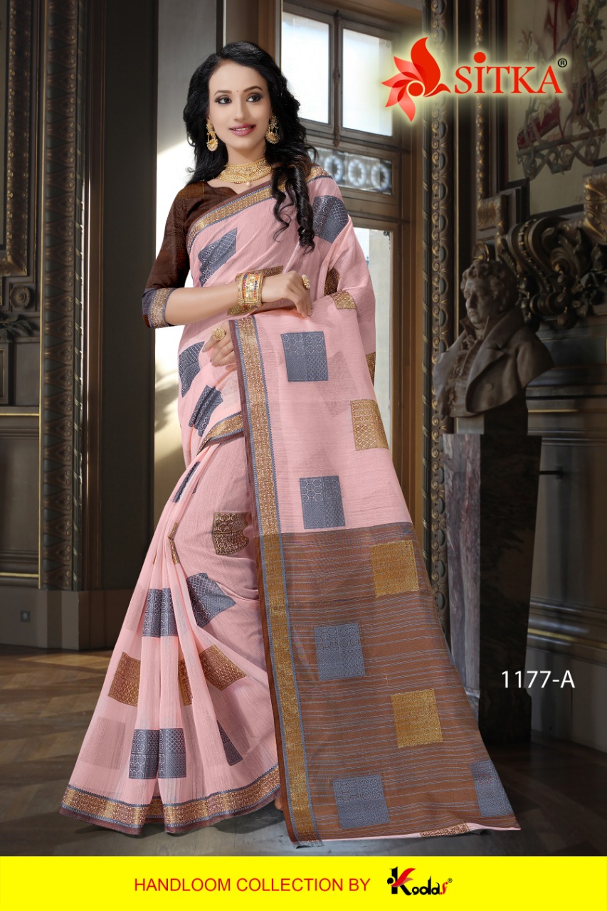 Sitka Mednapuri 1177 Poly Cotton Square Block Design Casual Sarees