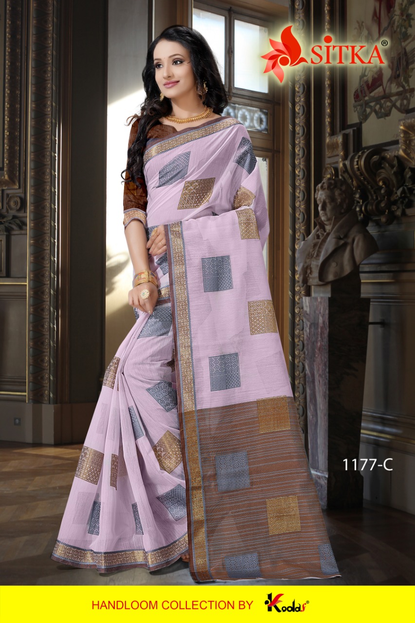 Sitka Mednapuri 1177 Poly Cotton Square Block Design Casual Sarees