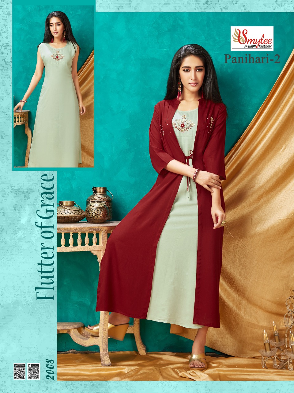Smylee Presents Panihari Vol 2 Collection Of Slub Rayon 2pcs Handwork Kurtis