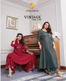 Stylemax Presents Vintage 1 Nx Collection Of Slub Cotton Designer Kurti With Sharara