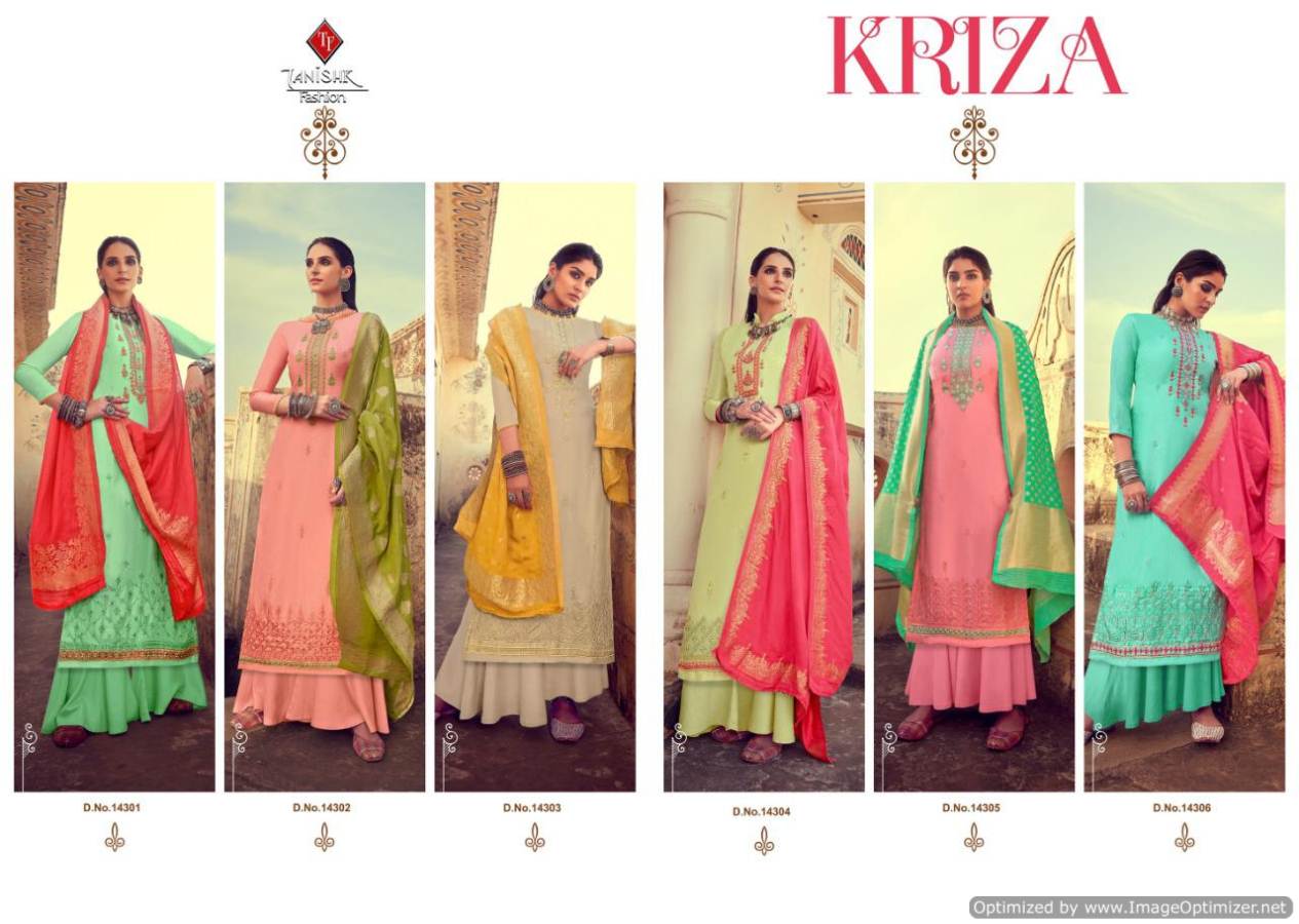 Tanishk Presents Kriza Collection Of Embroidered Jam Satin Silk Salwar Suit