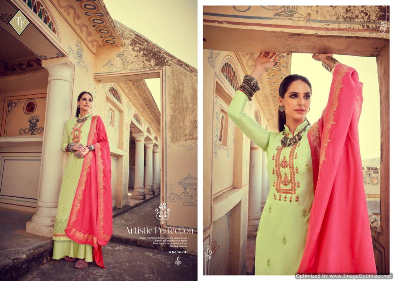 Tanishk Presents Kriza Collection Of Embroidered Jam Satin Silk Salwar Suit