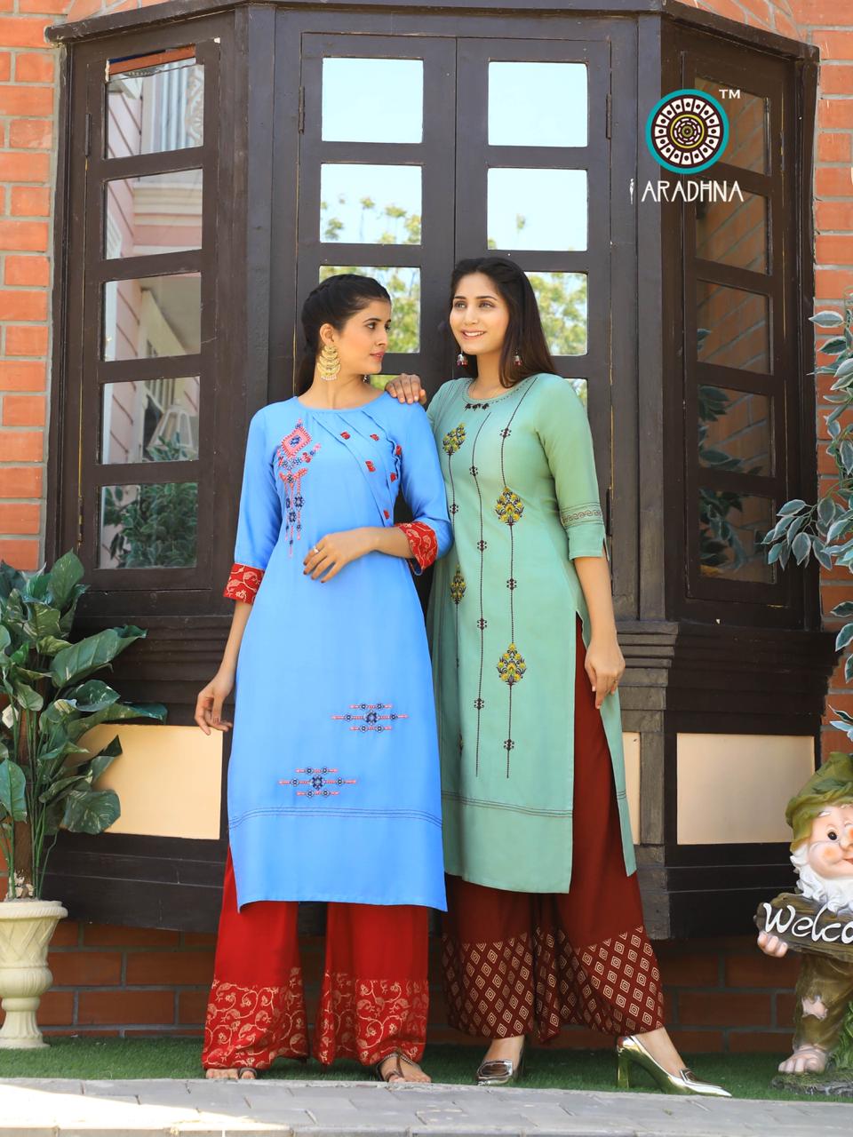 Aaradhna Presents Fashion Girl 2 Collection Of Heavy Rayon Embroidered Kurti With Plazo