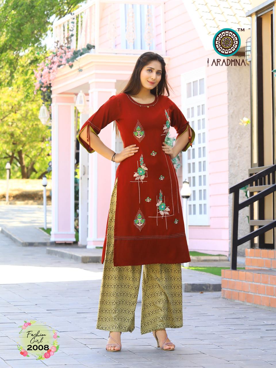 Aaradhna Presents Fashion Girl 2 Collection Of Heavy Rayon Embroidered Kurti With Plazo