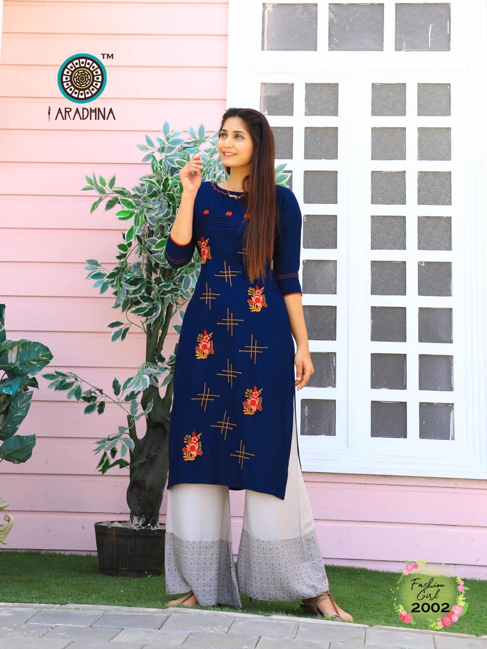 Aaradhna Presents Fashion Girl 2 Collection Of Heavy Rayon Embroidered Kurti With Plazo