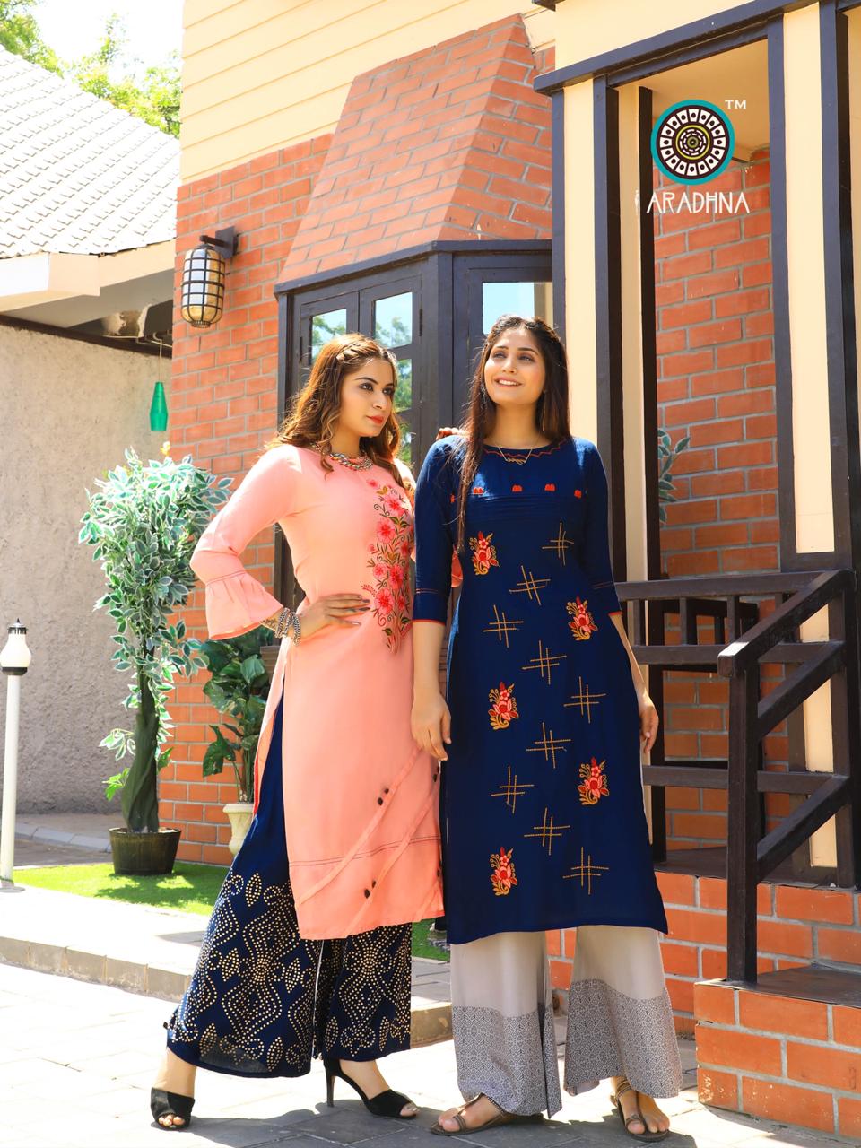 Aaradhna Presents Fashion Girl 2 Collection Of Heavy Rayon Embroidered Kurti With Plazo