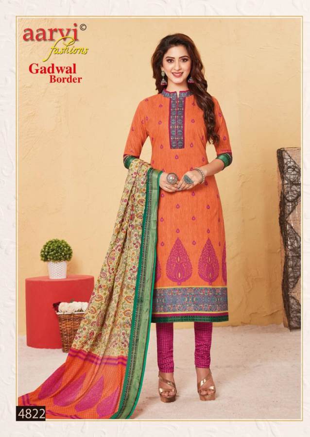 Aarvi Presents Gadwal Border 6 Collection Of Cambric Cotton Classy Printed Dress Materials